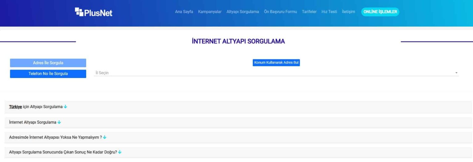 Plusnet altyapısı nasıl sorgulanır?