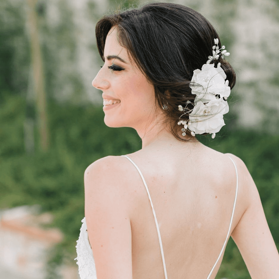 Romantic Floral Wave Updo