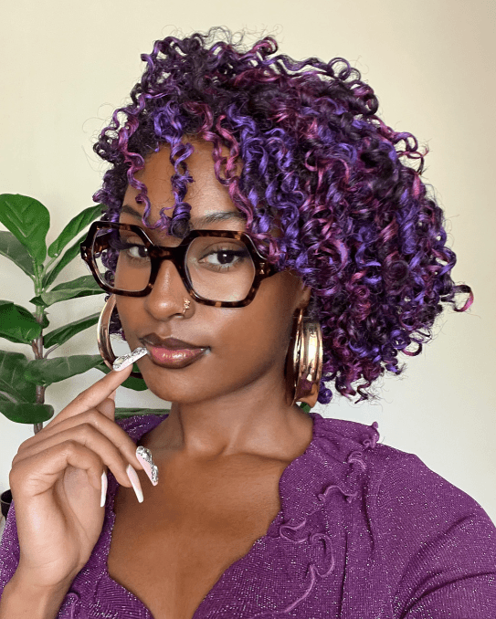 Purple Pop Curly Bob