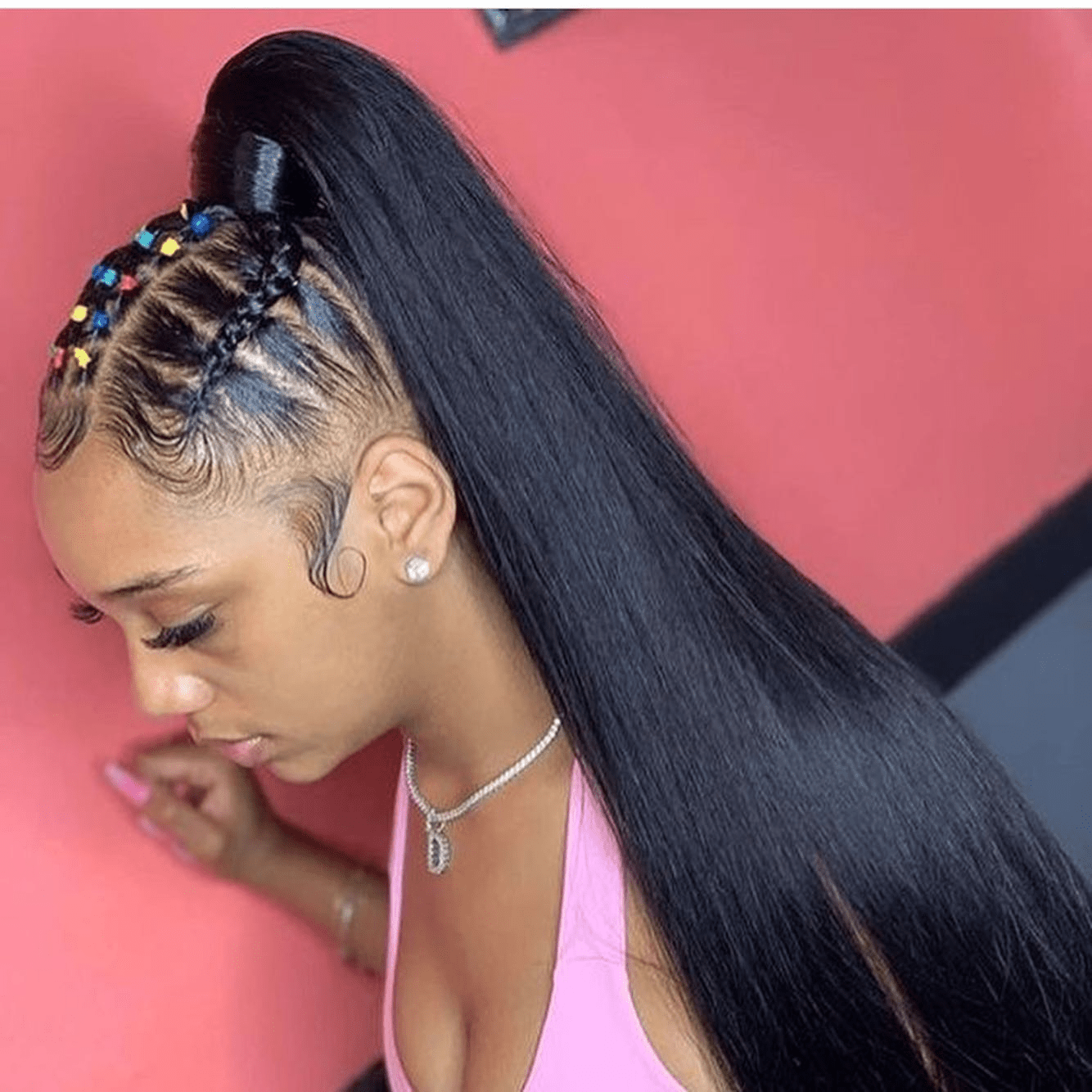 Vibrant Braided High Ponytail