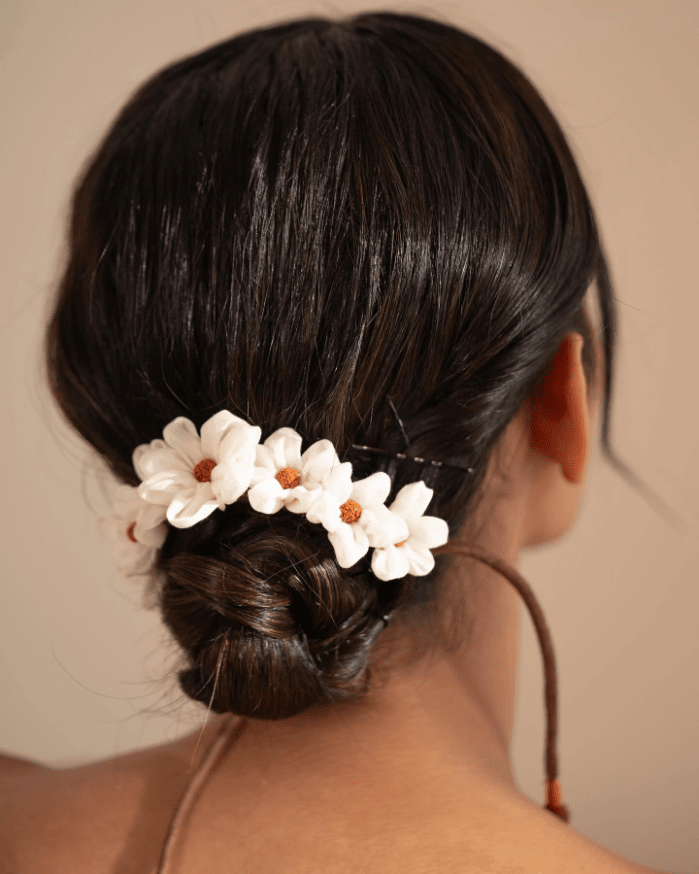 Graceful Floral Low Bun