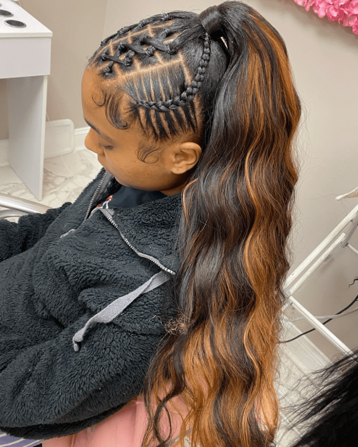 Braided Caramel High Ponytail