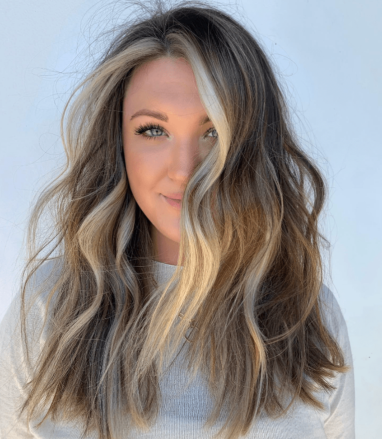 Striking Platinum Brunette Waves