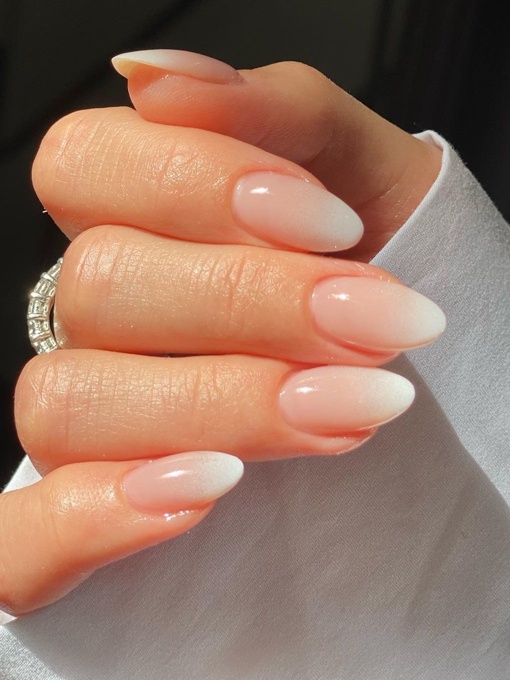 French ombre nails with almond shape