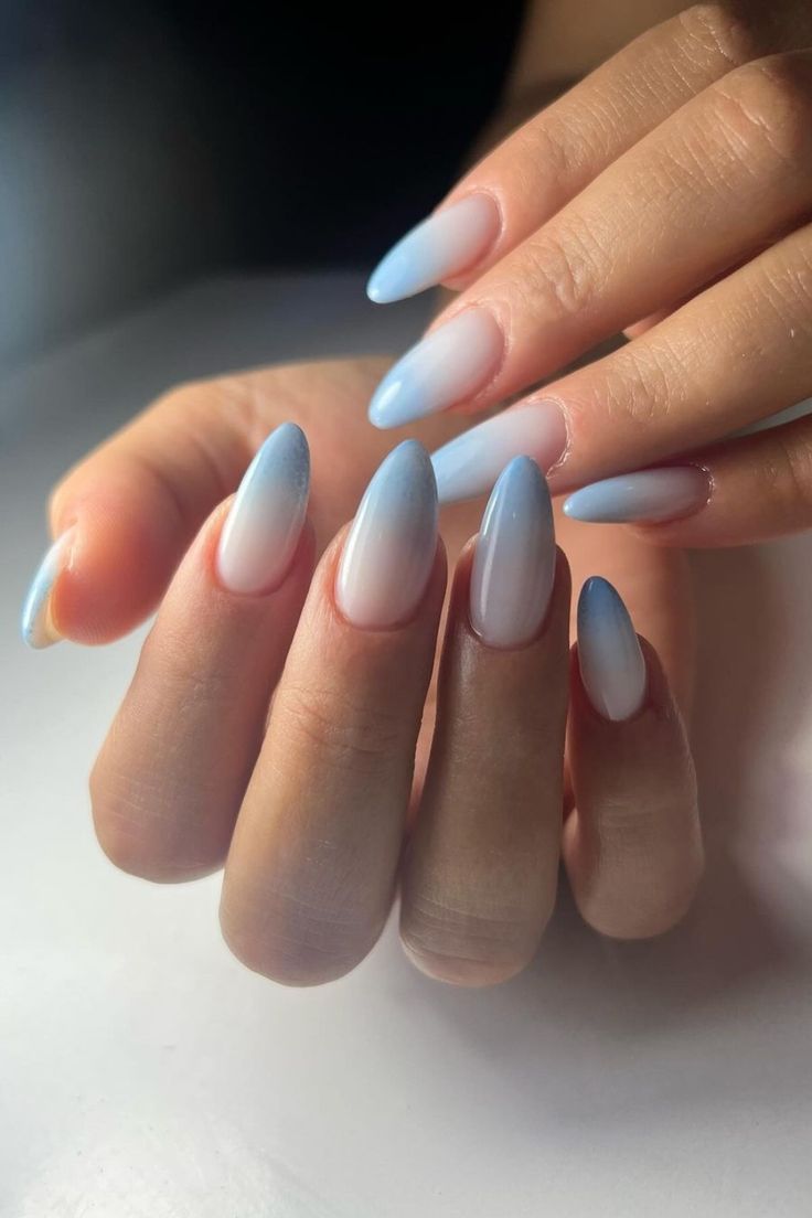 Light blue nail designs Ombre