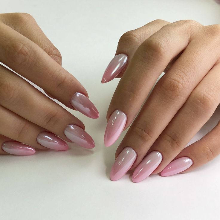 Pink and white ombre nails art