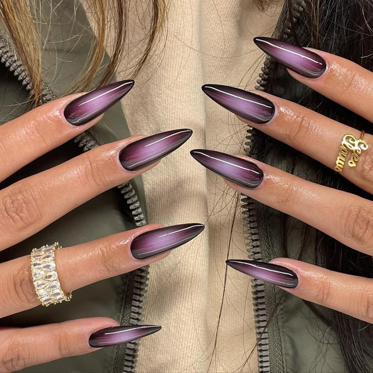 Polished dark purple nail designs