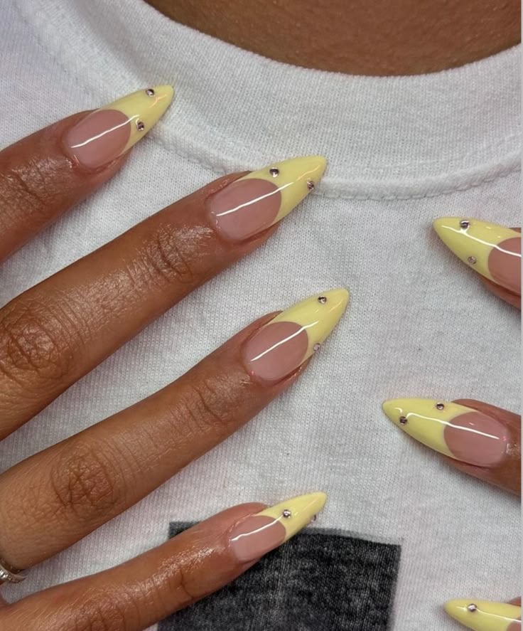 Yellow French tips nails Summer Design