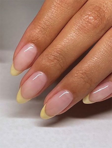 Yellow French tips nails Summer Design