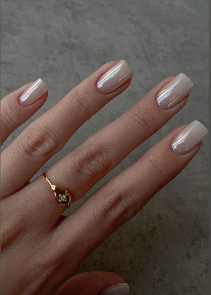 Nail manicure with white glazed nails