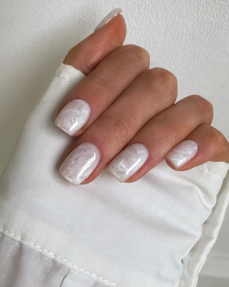 Milk Marble Nail Polish Design