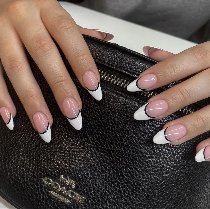 Black and white nails design French tips