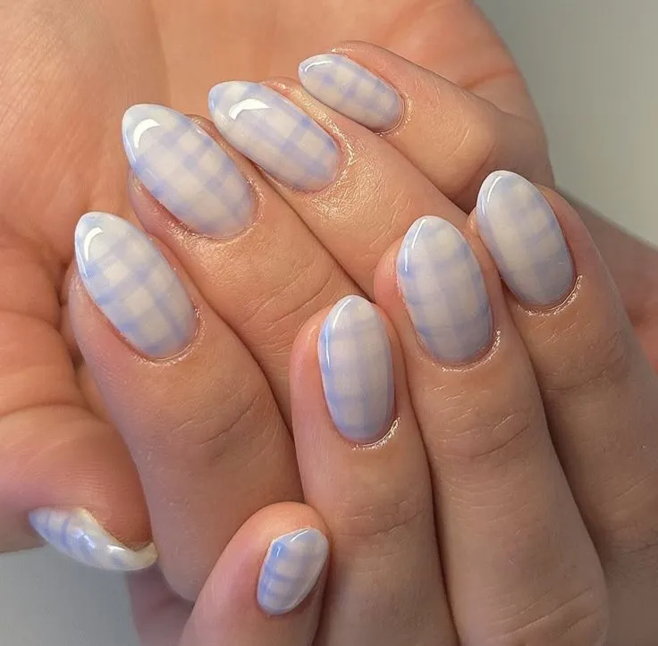 Blue Pastel Gingham Almond June IMS