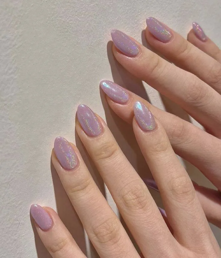 Lilac Iridescent Almond Summer Nails June 2025