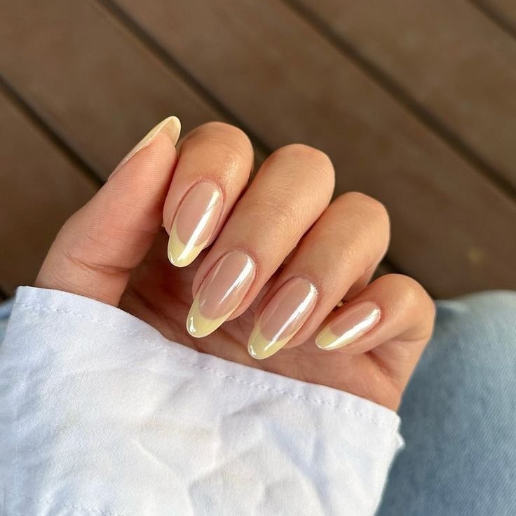 Yellow French tips nails Summer Design