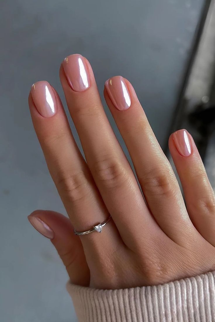 Soft pink glazed donut nails