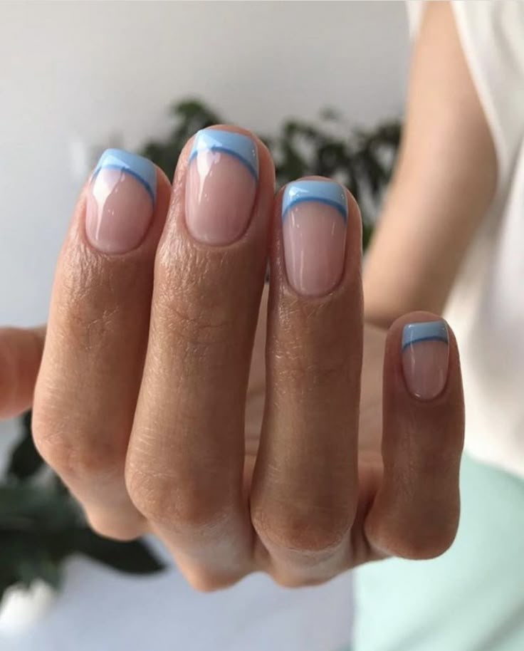 Double blue French nails
