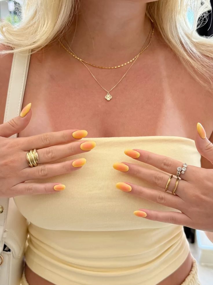Yellow and orange summer ombre nails