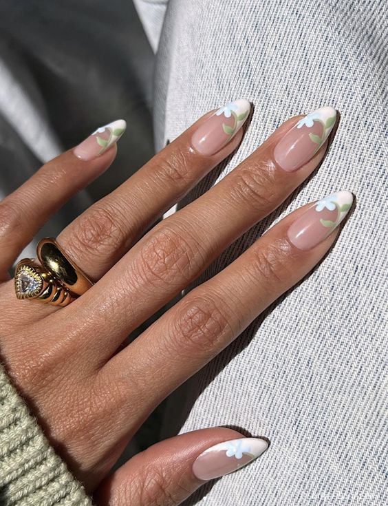 Flower French nails