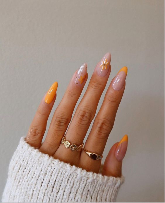 Neon floral nails