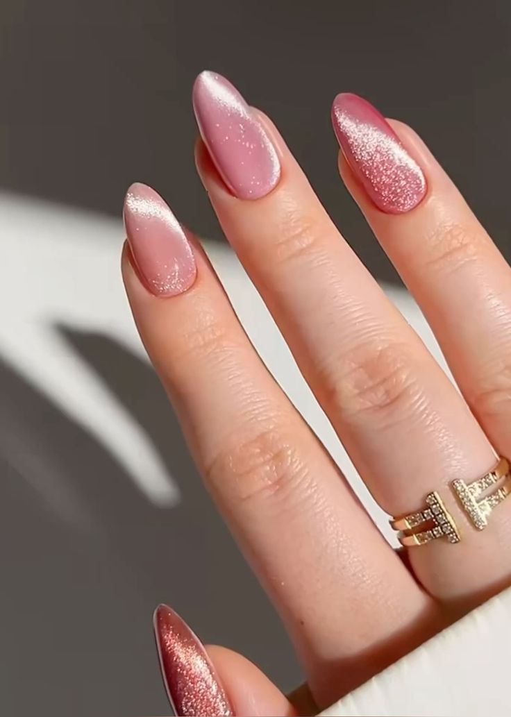 Children's pink cat eye nails