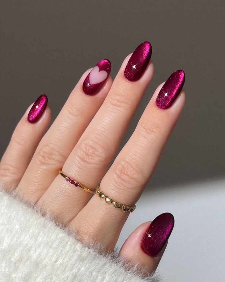 Fushia Pink Cat Eye Nails Design