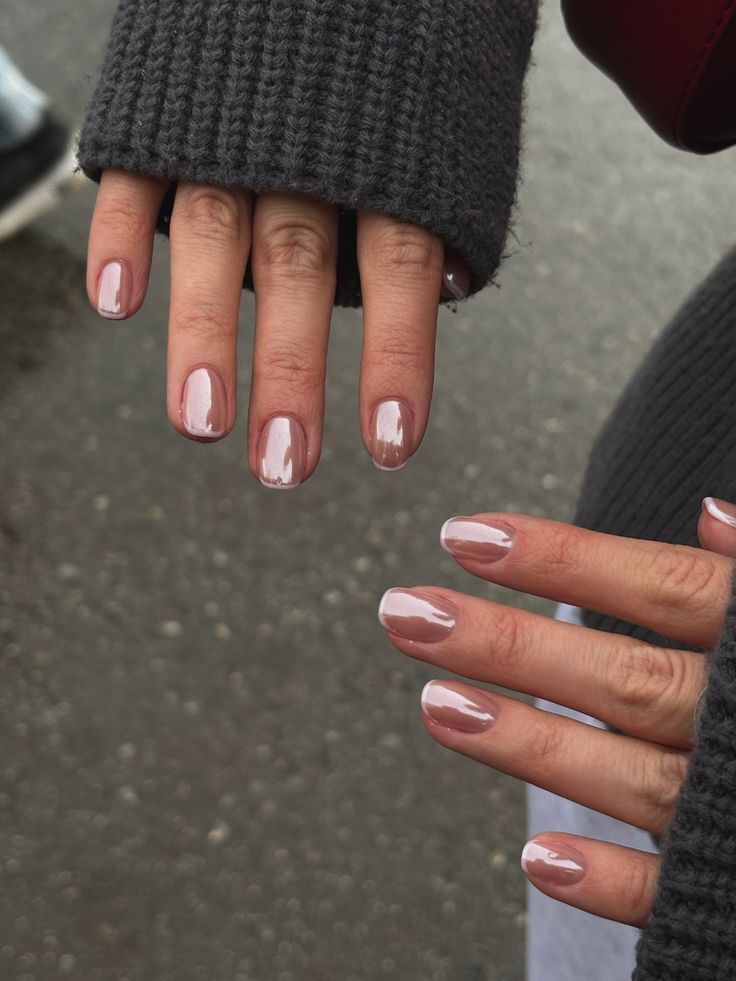classic pink nails with chrome overlay and white french tips