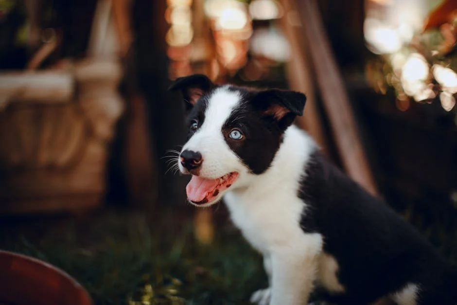 Meet our charming Border Collie puppy, with mesmerizing blue eyes and an endearing tongue-out pose. This little one is the epitome of sweetness and playfulness - a true delight for all baby dog lovers out there!